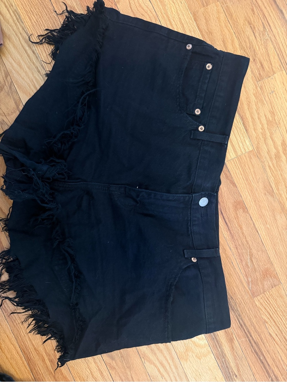 pistola Black High-Rise Frayed Hem Denim Cutoff Shorts - Picture 2 of 3